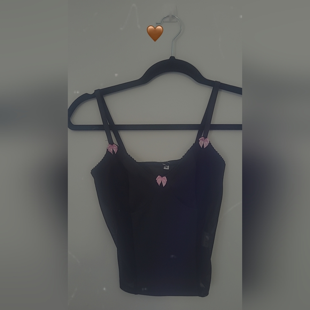 Elegant Black Top with Pink Accent